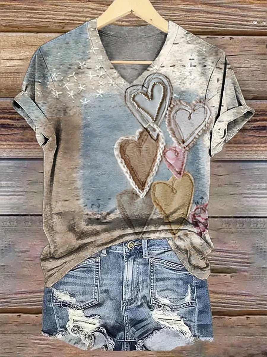 Women's Retro Heart Collage Print Tank Top