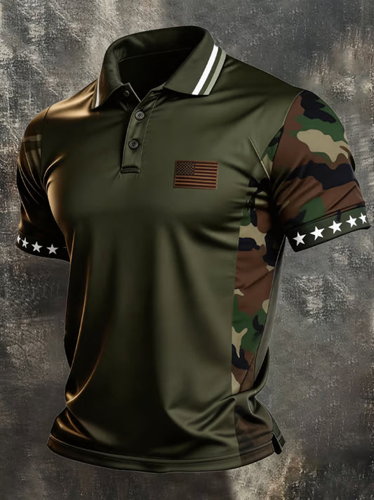 Men's America 250th Anniversary Print Casual Polo Shirt