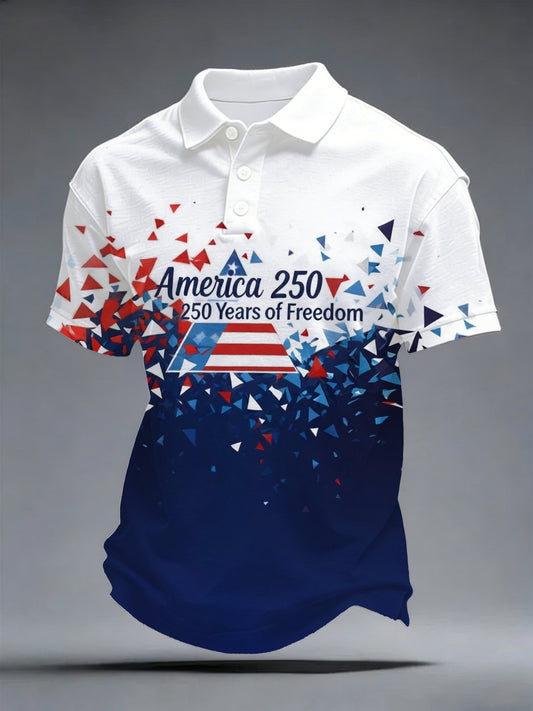 Men's 250th Anniversary Printed Casual Polo Shirt