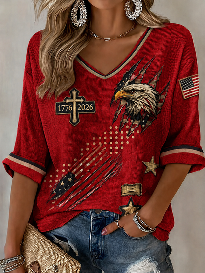 Women'S American Flag Faith Printed Casual T-Shirt