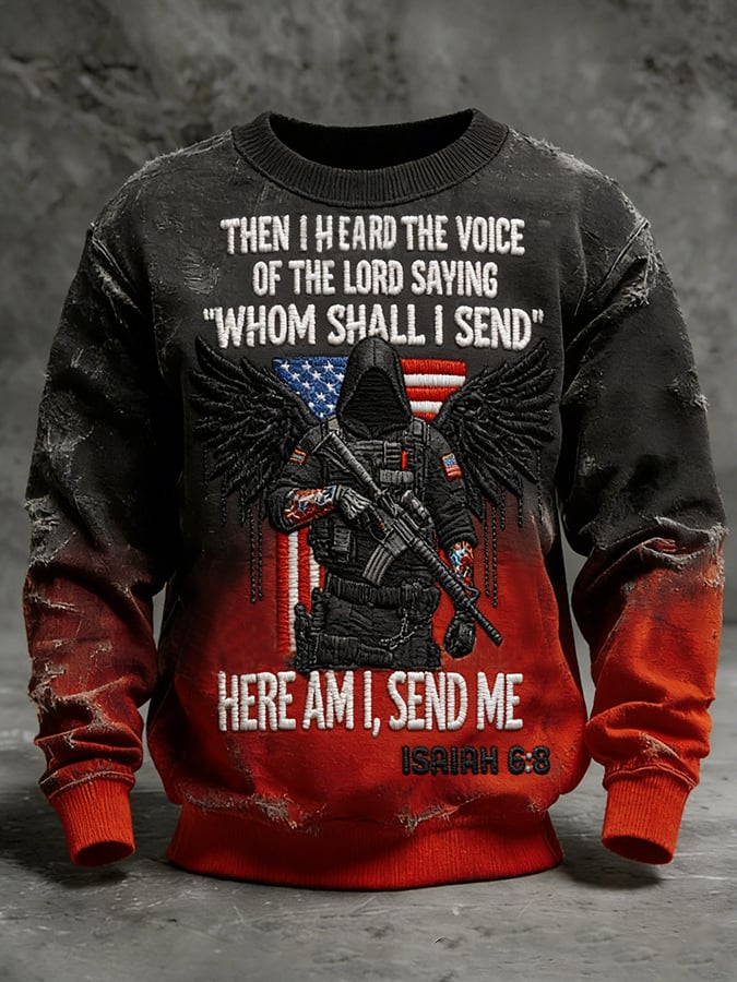 Men's vintage-style American 250th Anniversary printed top for winter.