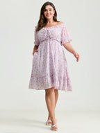 Off-Shoulder Romantic Ruffles Floral Mini Dress