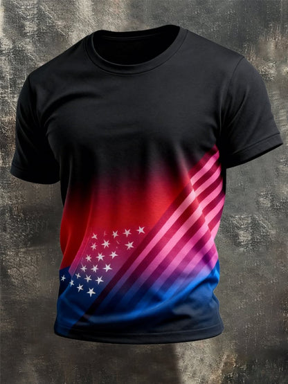 Men's Retro Patriot Camouflage Patchwork T-shirt