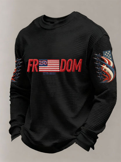 Men's American 250th Anniversary Print Waffle Knit Long-Sleeve T-Shirt