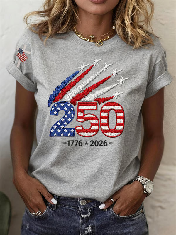 Women's 250th Anniversary Of The United States Printed Round neck Top