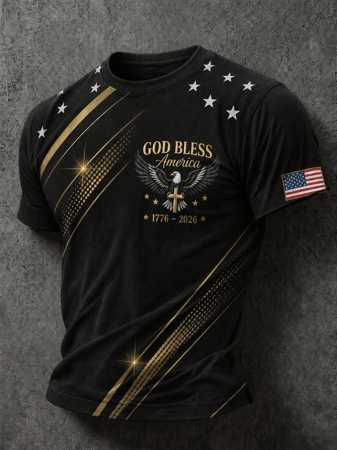 Men'S Casual American 250Th Anniversary Printed Round Neck Short Sleeved T-Shirt