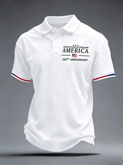 Men's 250th Anniversary Printed Casual Polo Shirt