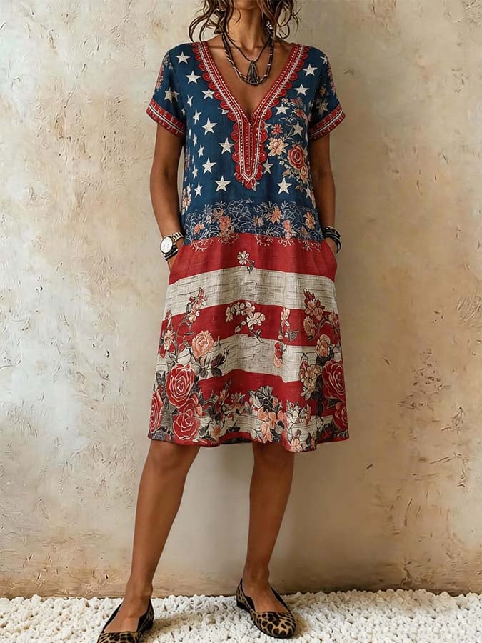 Women'S Casual Independence Day Printed Dress