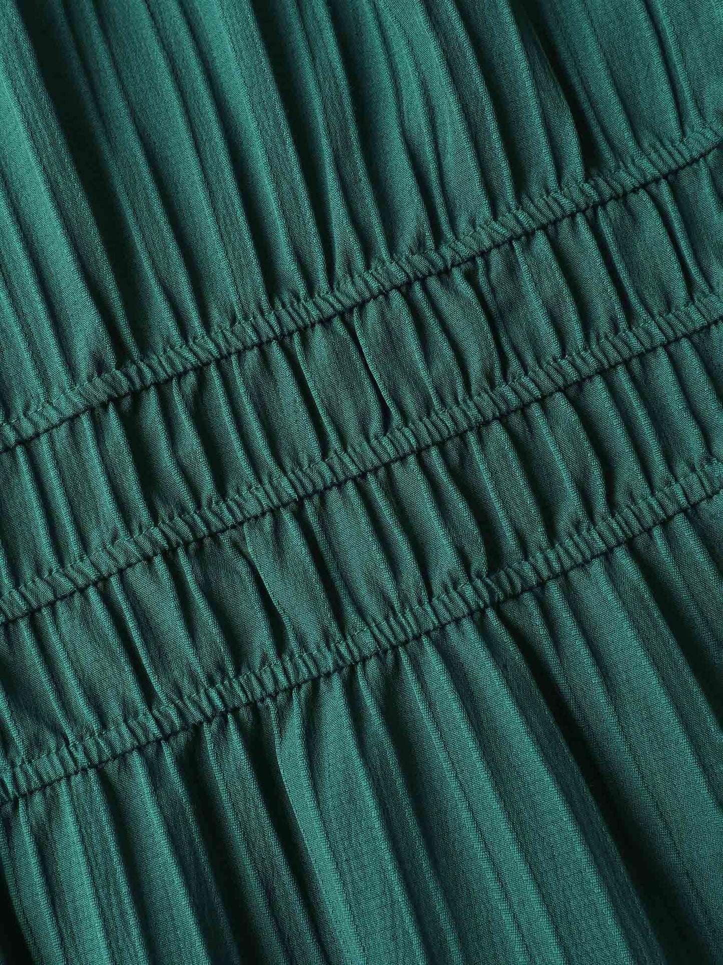 Textured Shirred Cinched Waist Maxi Dress