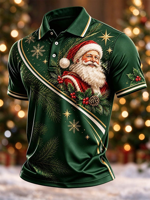 Men's Casual Christmas Short-Sleeve Polo Shirt