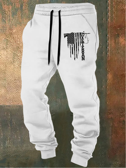 Gun And American Flag Veteran  Pattern Print Casual  Casual Sweatpants