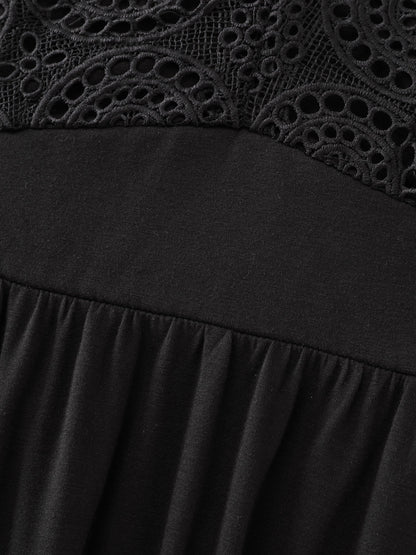 Sheer Lace Sleeve Flowy Mini Dress