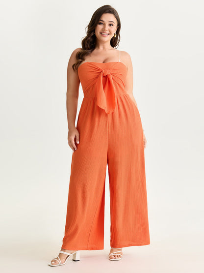 Bowknot Front Color Contrast Jumpsuit