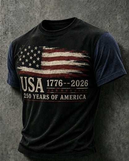 Men's USA 1776-2026 Printed Casual T-shirt