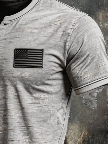 Men's Retro Comfortable Breathable Bamboo Cotton Patriot T-shirt