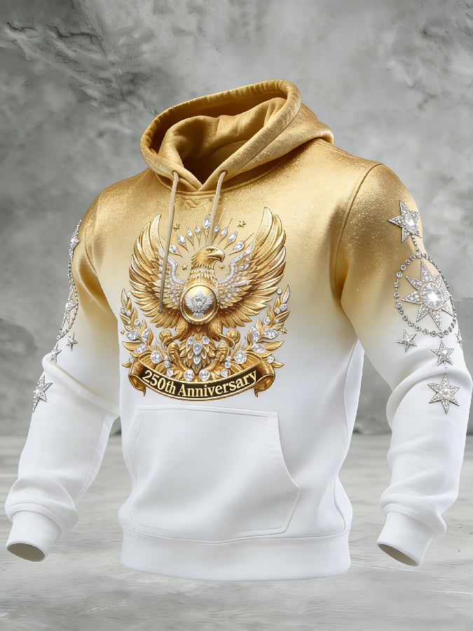 Men's Casual American 250th Anniversary Print Sweatshirt
