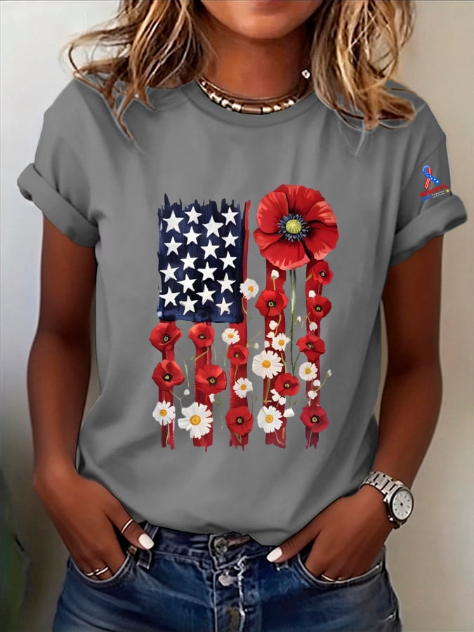 Women's Casual Memorial Day Printed Short-Sleeve T-Shirt