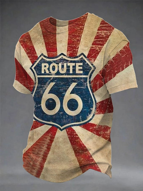 Men's 66 100th Anniversary Print Round Neck T-Shirt