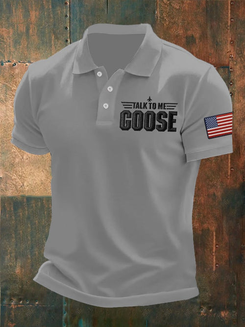 Men's Retro Talk To Me Goose Printed Polo Shirt