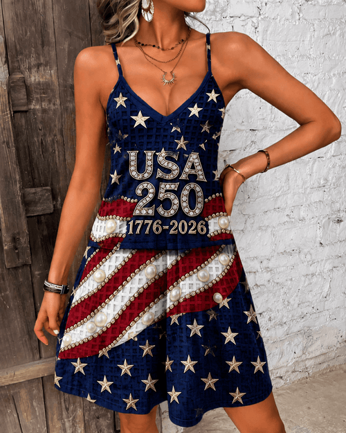 250th American Anniversary Pearl Print Cami Mini Dress