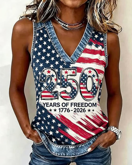 250th Anniversary Crayon Art Print V-Neck Tank Top