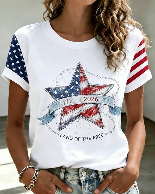 250th Anniversary Crayon Star Printed Short-sleeved T-shirt