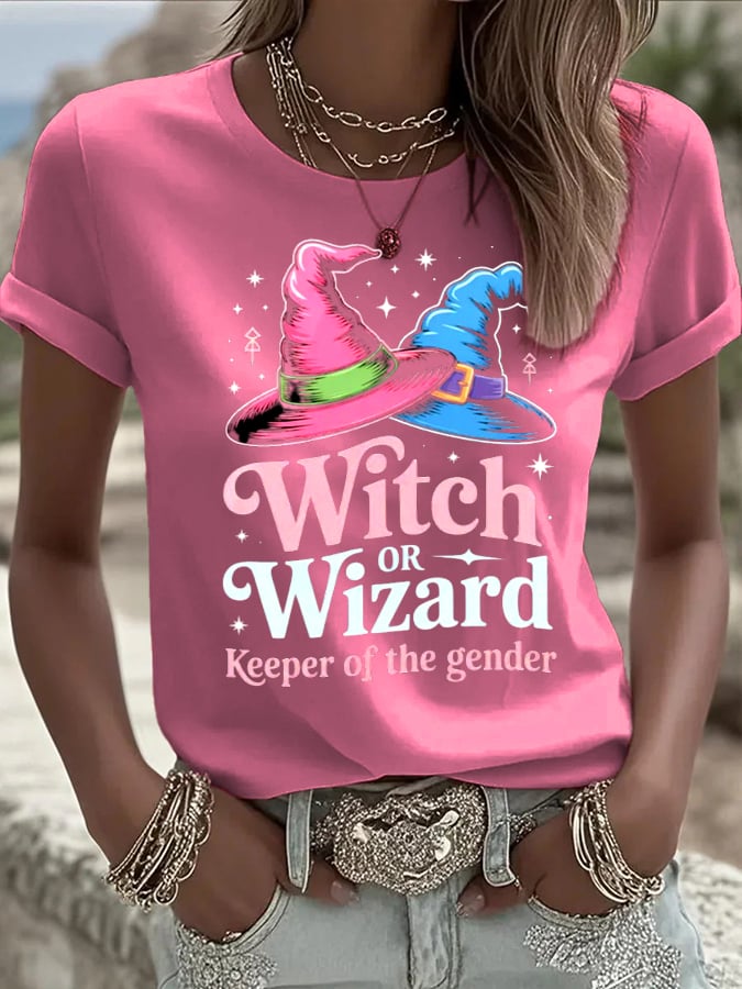 Women's  halloweenwitch print casual T-shirt