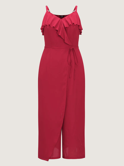 Ruffled Layered Stretchy Waist Jumpsuit
