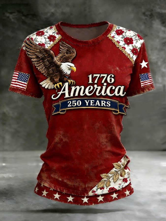 Women's Casual American 250th Anniversary Print T-shirt