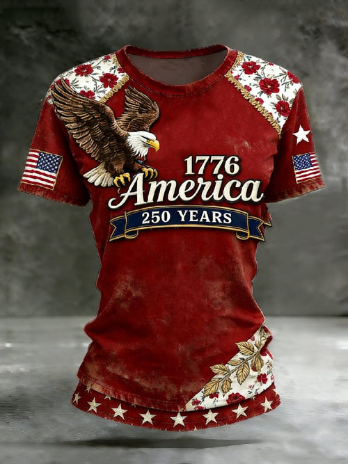 Women's Casual American 250th Anniversary Print T-shirt