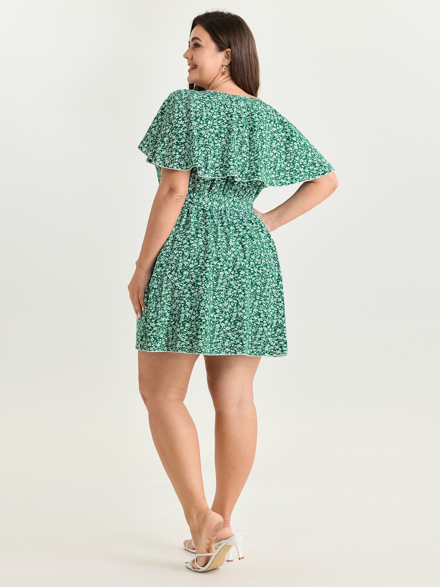Floral Print Ruffled Wrap Hem Romper