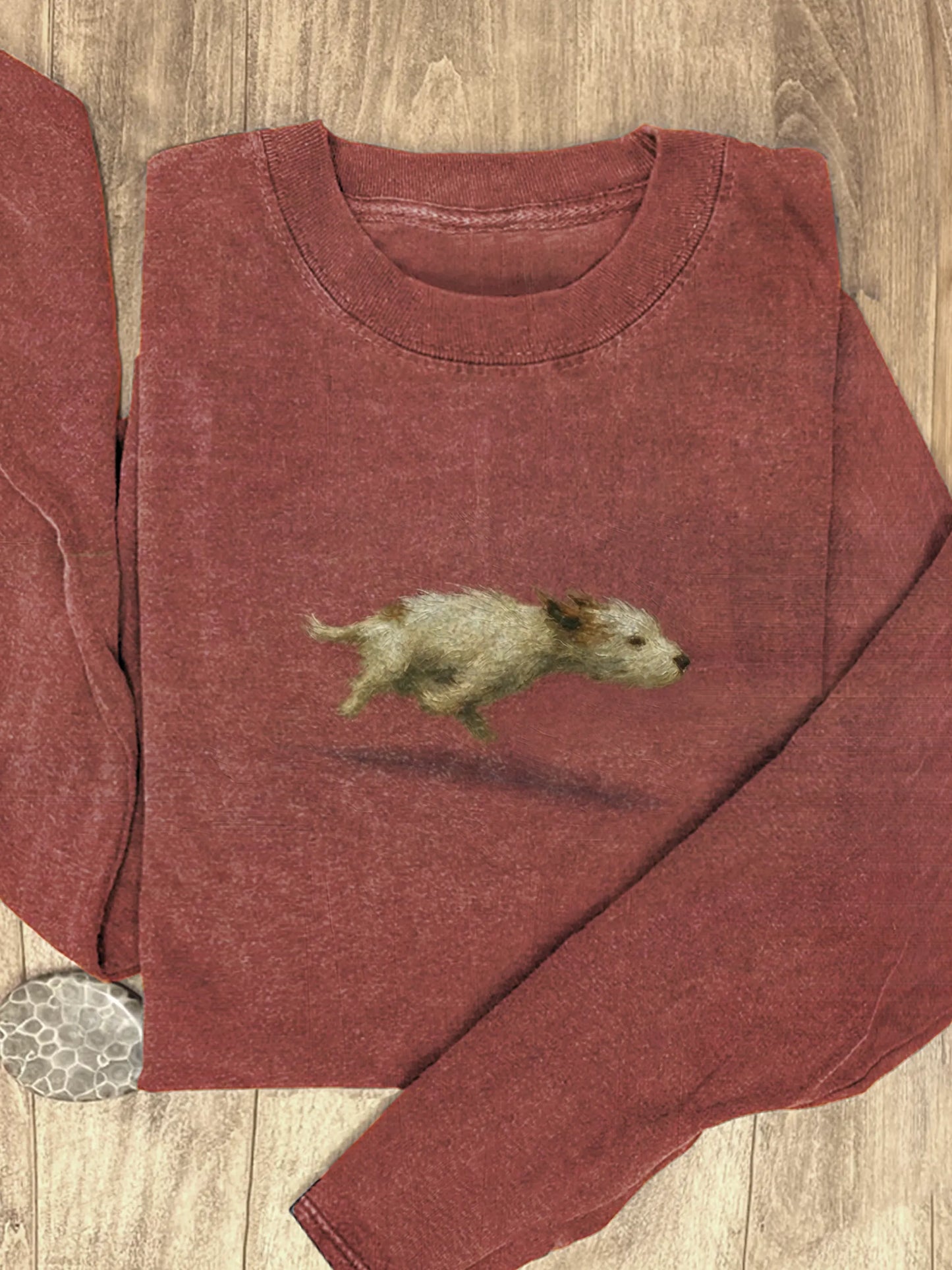 Funny Cute Running Dog Art Print Casaul Cotton Long Sleeve Shirt