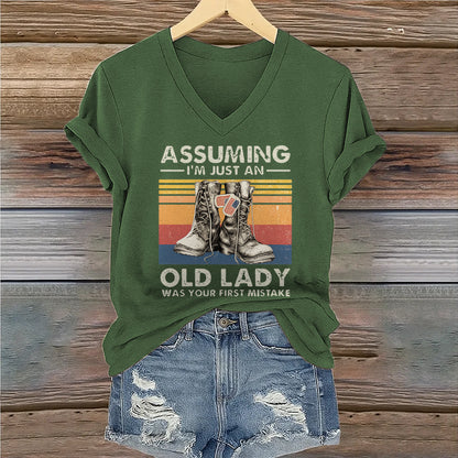 Women's Veteran Printed Casual Short Sleeve T-shirt