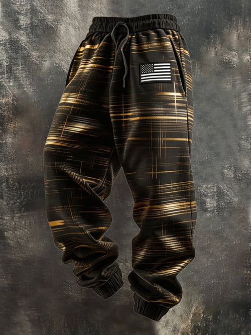 Men's Retro Outdoor Color Block Patriot Sports Pants