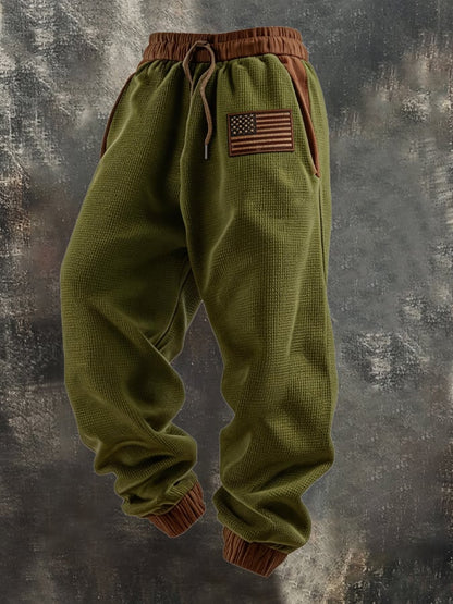 Men's Retro Outdoor Color Block Patriot Sports Pants
