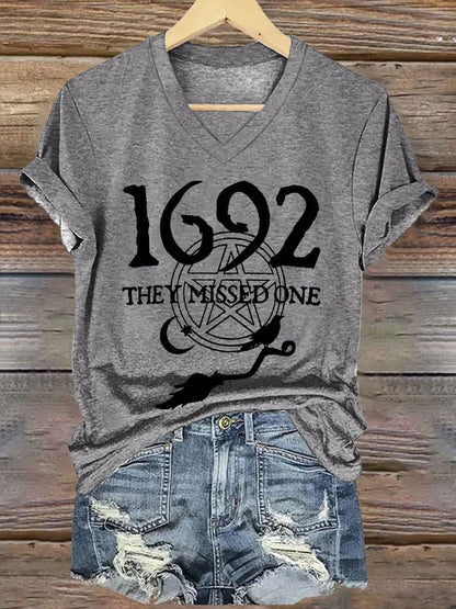 Women's 1692 They Missed One Print V Neck T-shirt