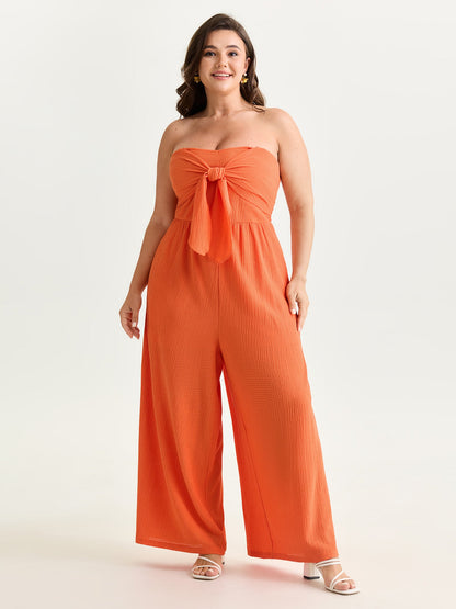 Bowknot Front Color Contrast Jumpsuit