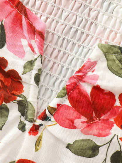 Floral Print Triangular Waist Midi Dress