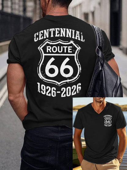 Men's 66 100th Anniversary Print Round Neck T-shirt