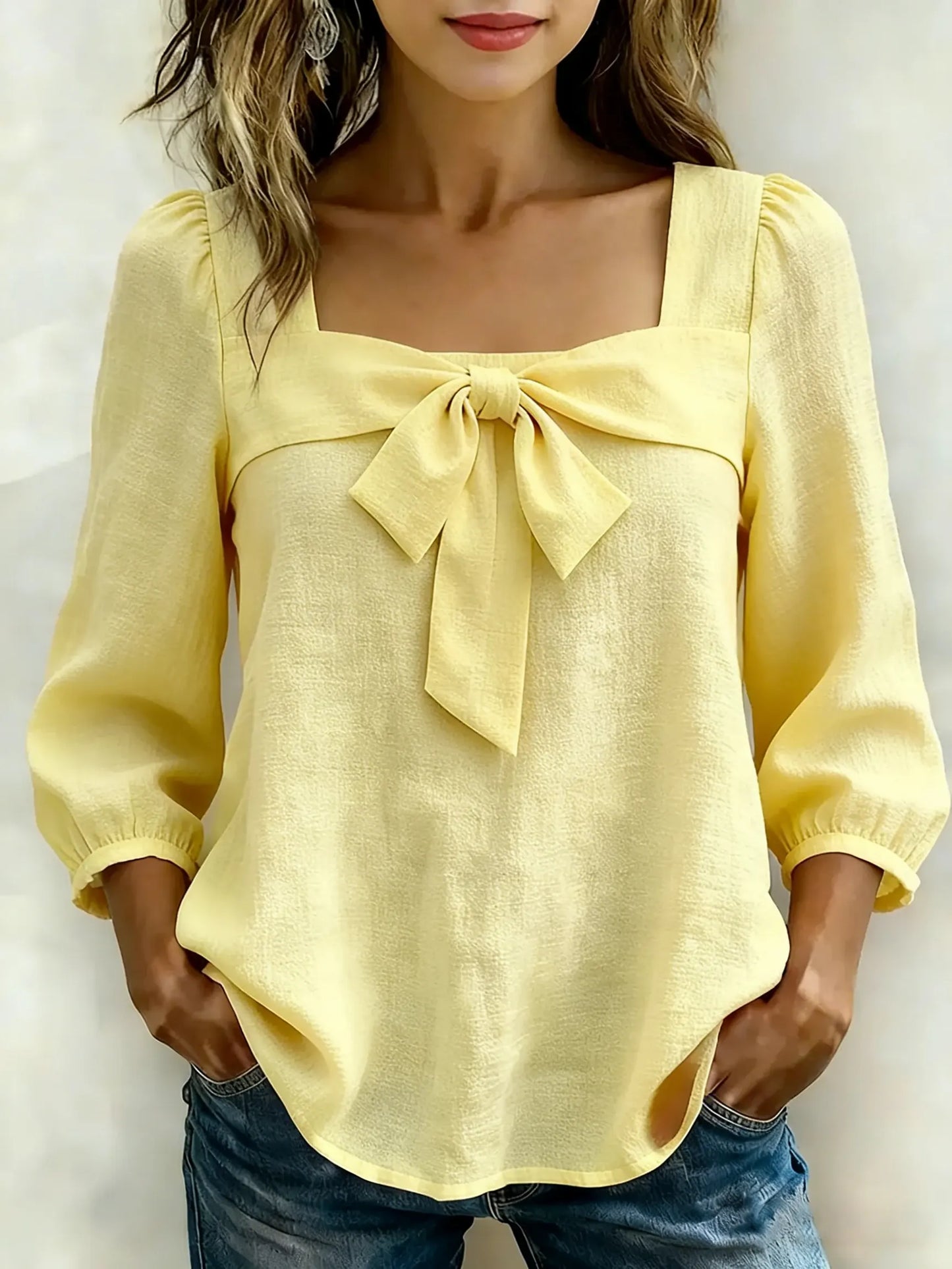 Women's Casual Bow Cotton Shirt