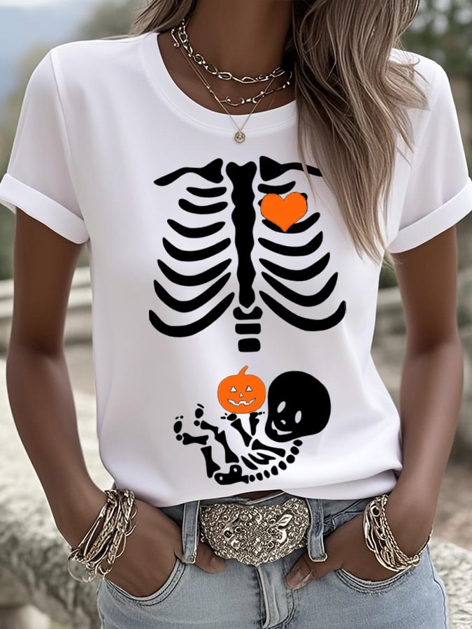 🔥HOT SALE🔥Women's Skeleton Halloween Maternity T-Shirt