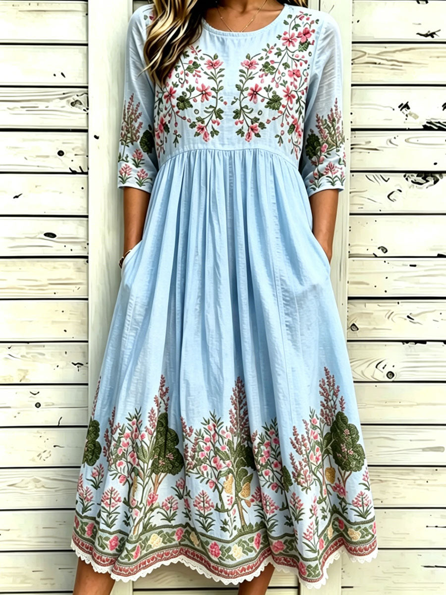 Women'S Casual Plant Flower Art Printed Art Dress