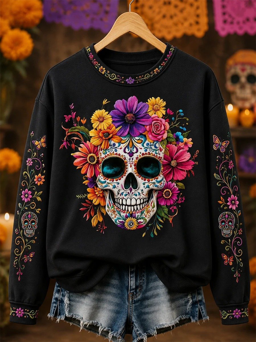 Women's Día de los Muertos Print Top