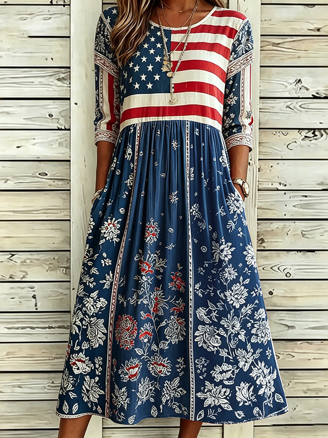 🔥Buy 3 Get 10% Off🔥Women'S Flag Floral Print Dress