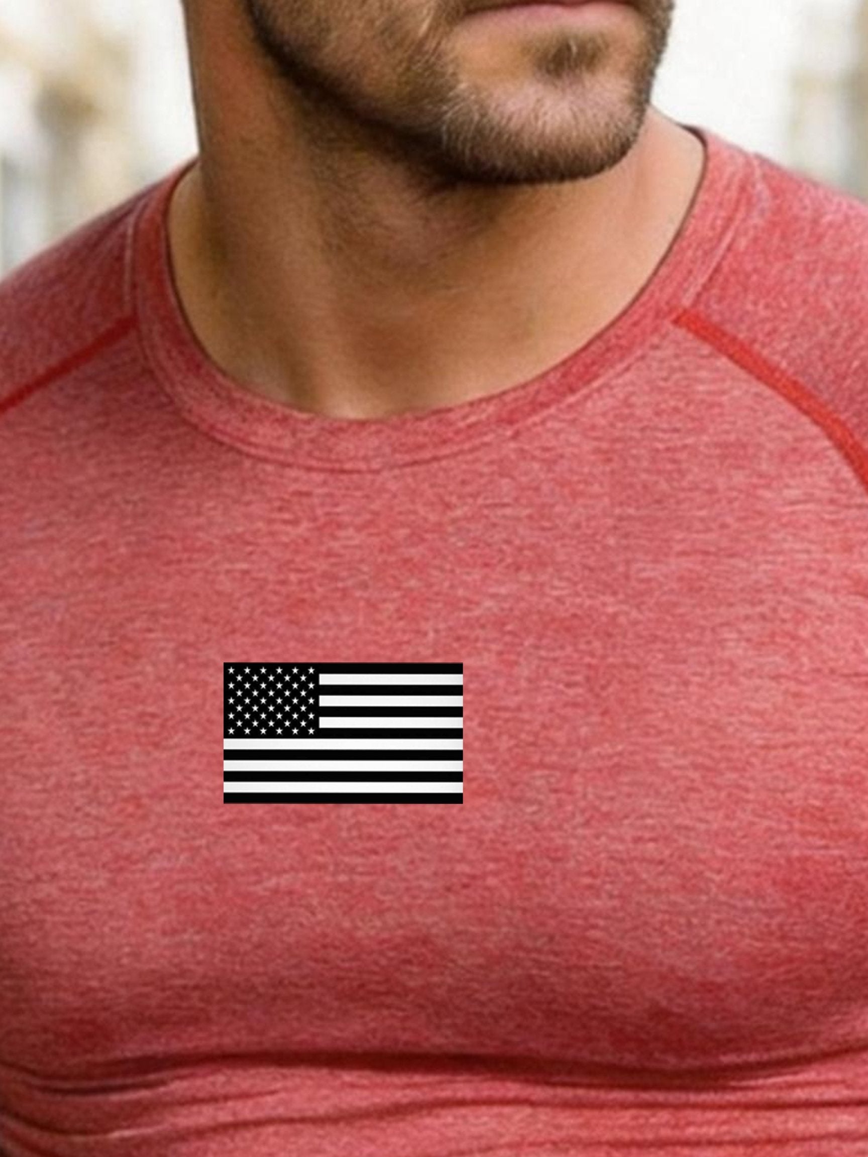 Men's Retro Color-block "Patriot" Crew Neck Short-Sleeve T-Shirt