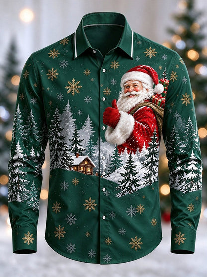 Men's Christmas Print Long-Sleeve Shirt