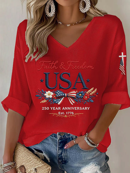 Women's American 250th Anniversary Faith & Freedom  Top