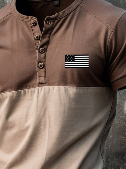 Men's Retro Patriot Patchwork Waffle T-shirt