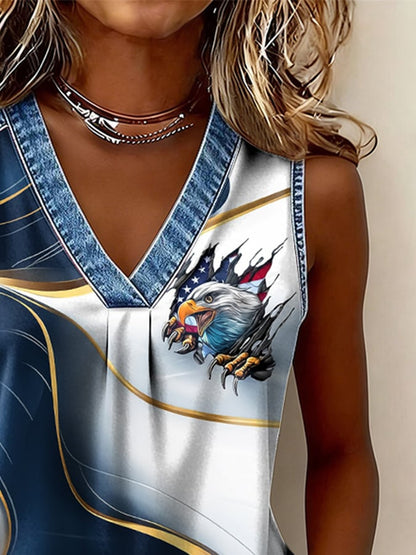 Women's casual retro American 250th V-Neck Vest