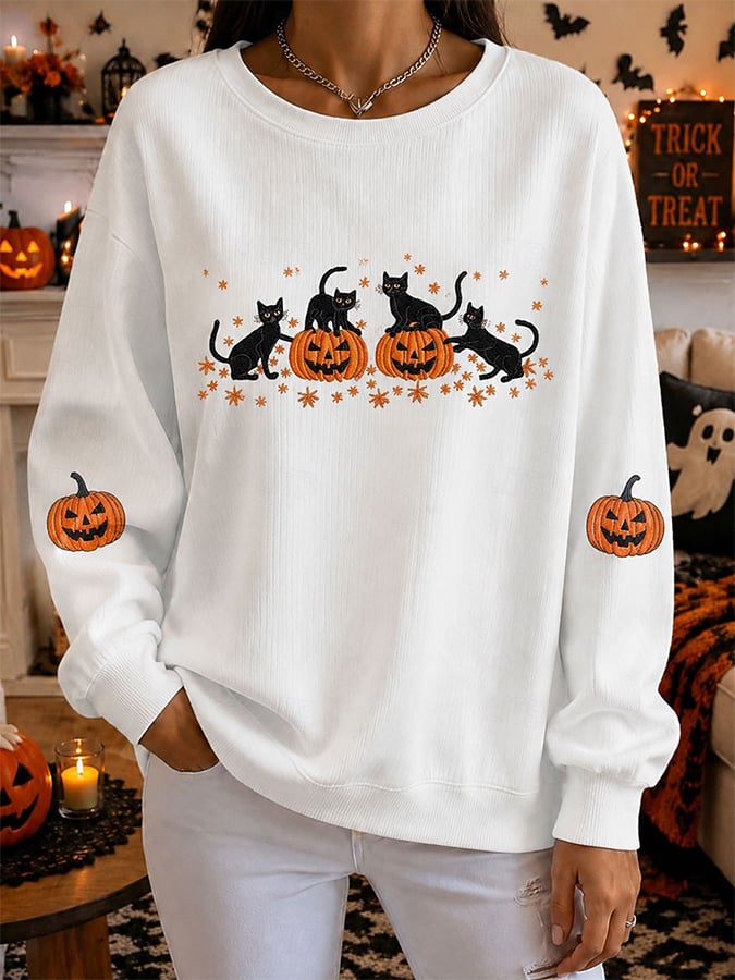 Women's Casual Halloween Print Pullover Sweatshirt